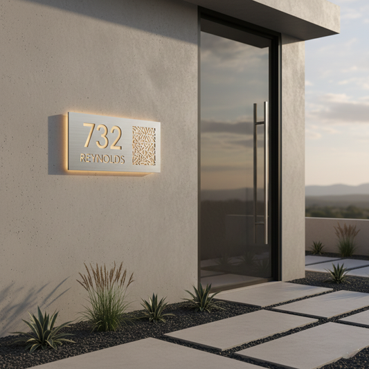 Customized Contemporary House Number Plate W/ Name
